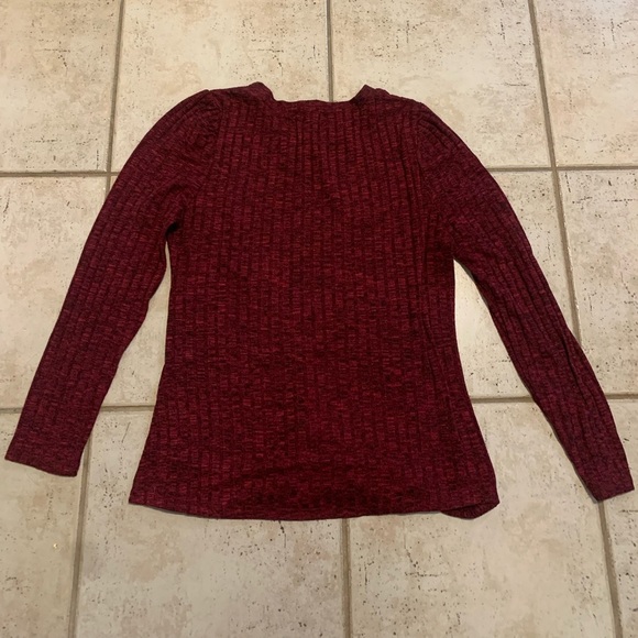 Lily Morgan Burgundy Ribbed Knit Long-Sleeve Top - L/G - Picture 5 of 6